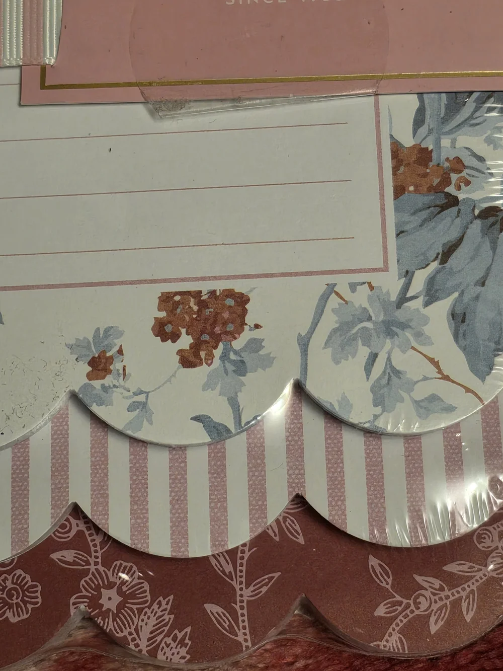 Laura Ashley Pink Floral Lined Notepad with Scalloped Edges